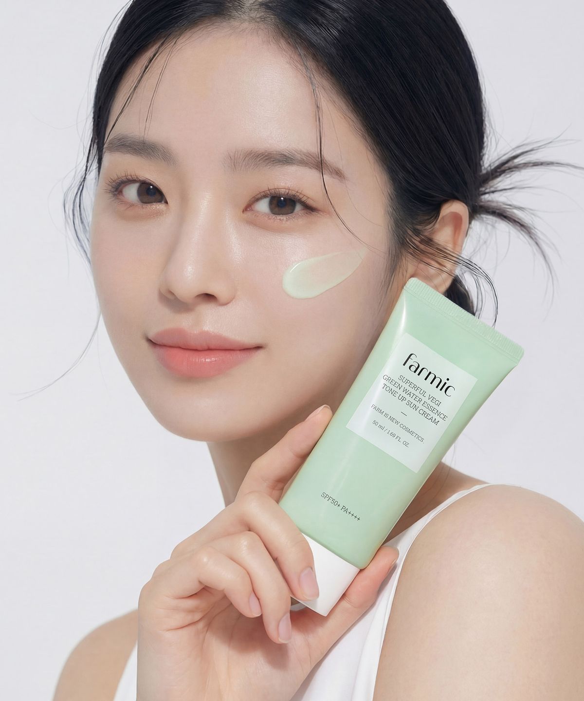 파믹(FARMIC) [2개] 슈퍼풀 베지 그린 워터 에센스 톤업 선크림 50ml