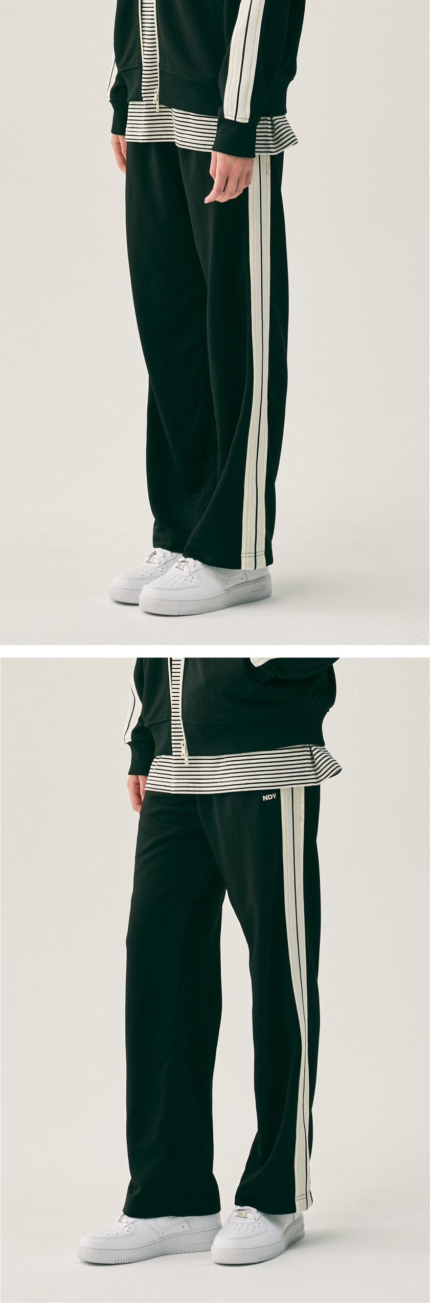 MUSINSA | NDY (nerdy) Minimal Jacquard Tape Track Pants Black