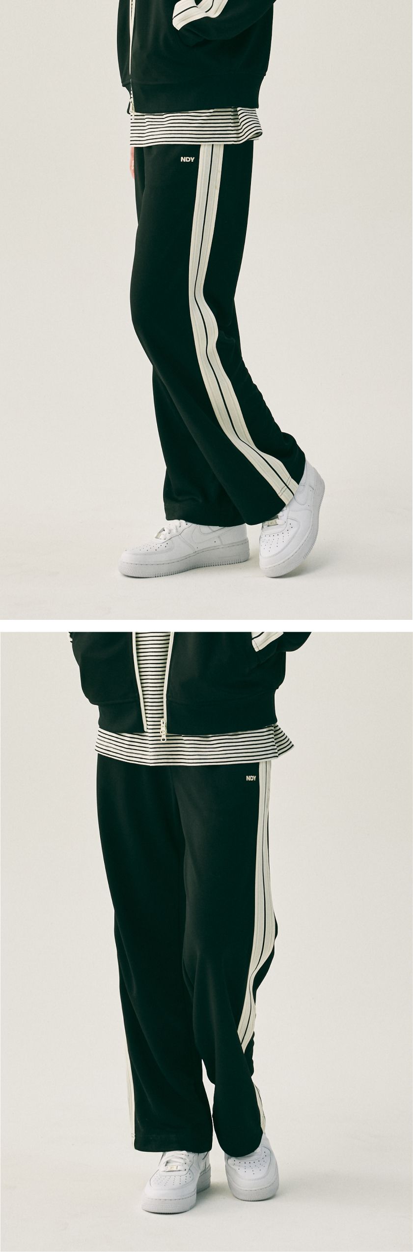 MUSINSA | NDY (nerdy) Minimal Jacquard Tape Track Pants Black