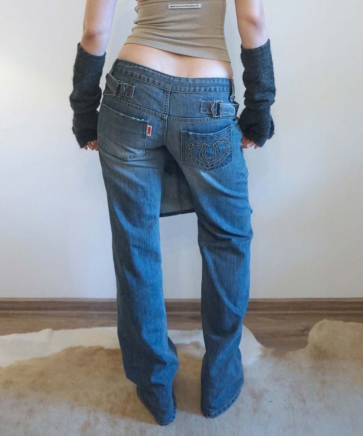 스컬프터(SCULPTOR) Apron Layered Denim Mid Blue