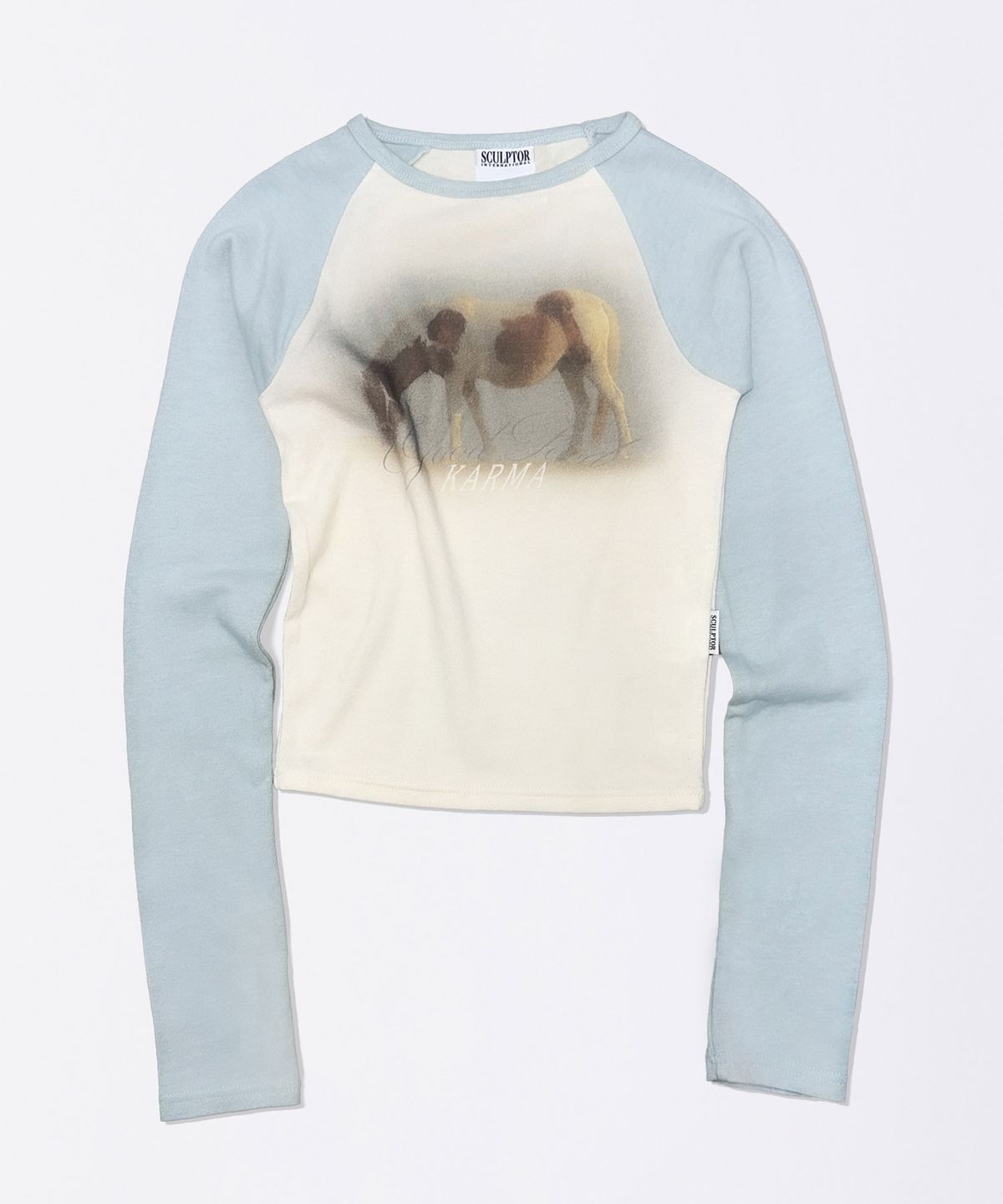 스컬프터(SCULPTOR) Good Karma Raglan Tee Cream/Baby Blue