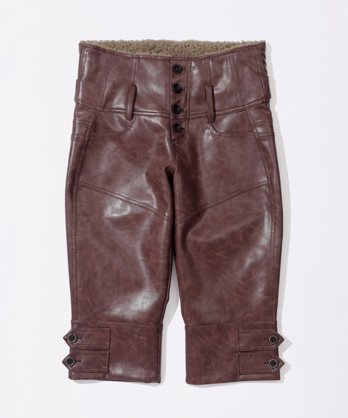 스컬프터(SCULPTOR) Capri Faux Leather Pants Burgundy