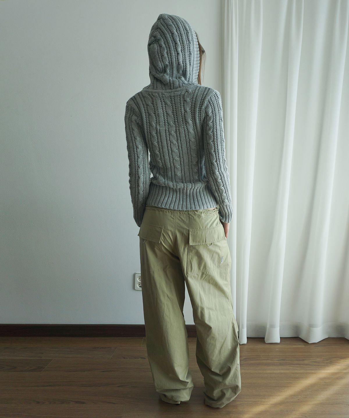 스컬프터(SCULPTOR) String Parachute Pants Washed Beige