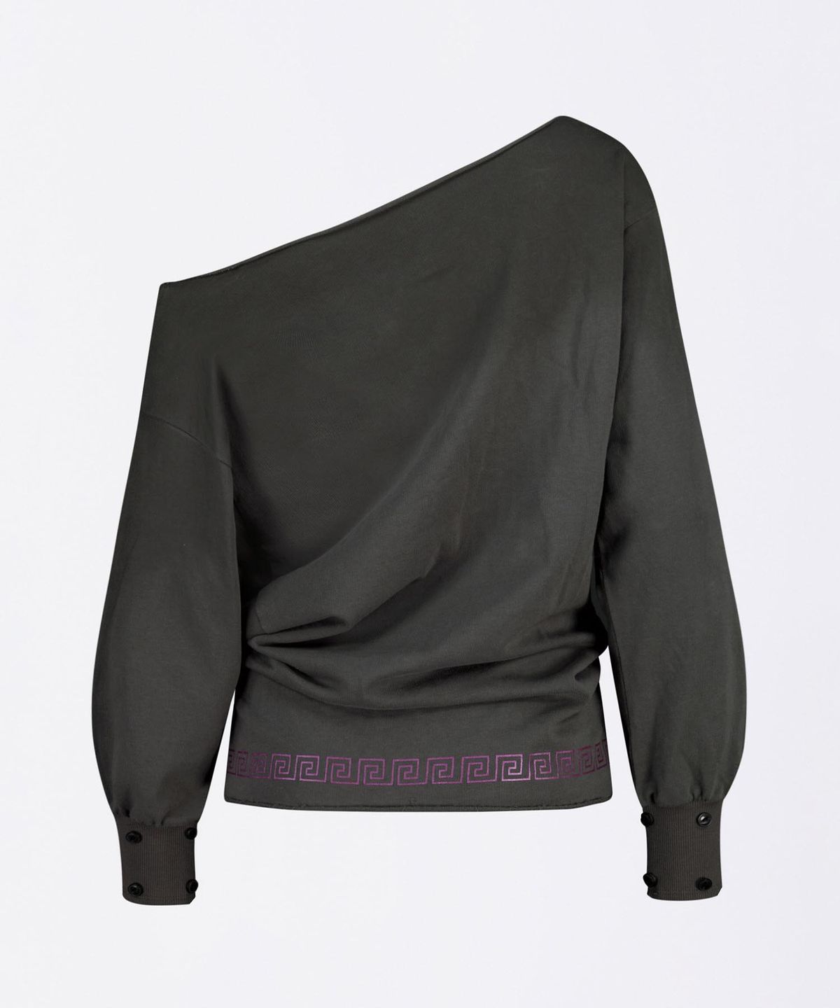 스컬프터(SCULPTOR) Boho Washed Off-Shoulder Tee Charcoal