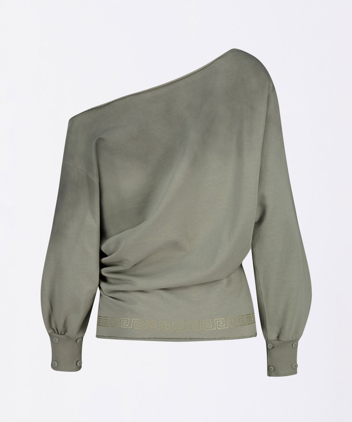스컬프터(SCULPTOR) Boho Washed Off-Shoulder Tee Khaki