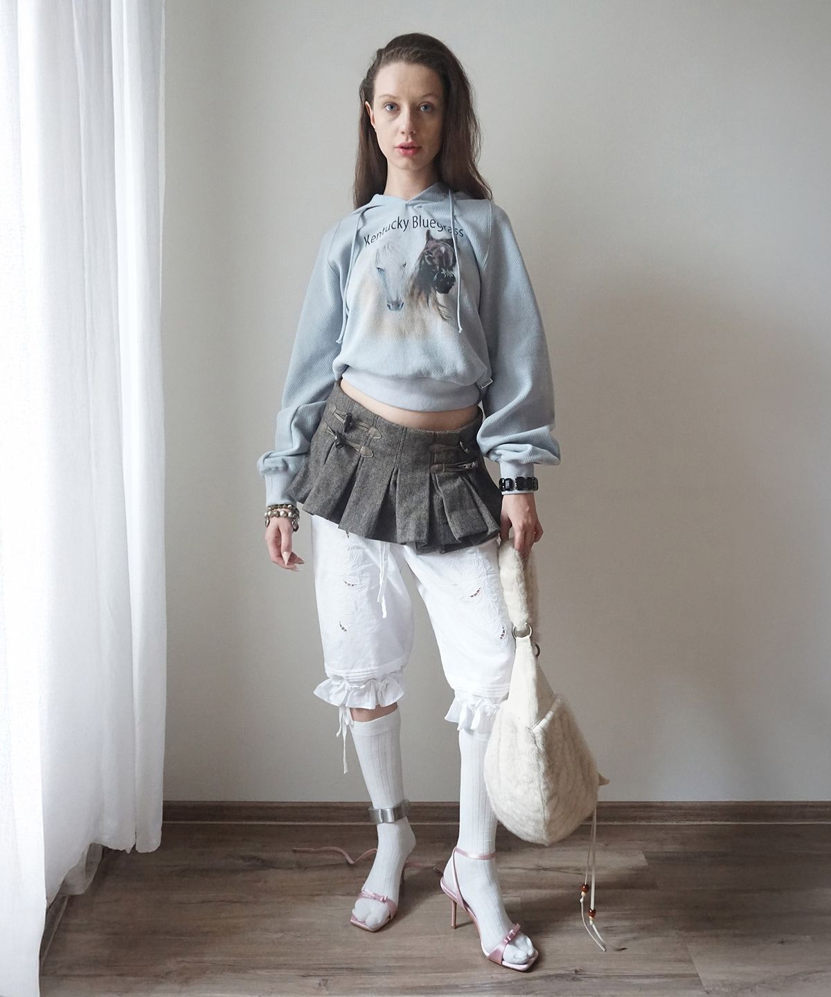 스컬프터(SCULPTOR) Kentucky Waffle Hoodie Baby Blue