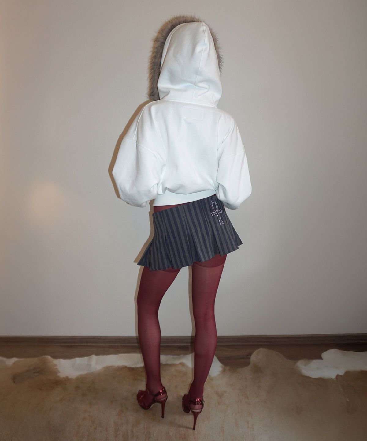 스컬프터(SCULPTOR) Faux Fur Trimming Hooded Zip-Up White