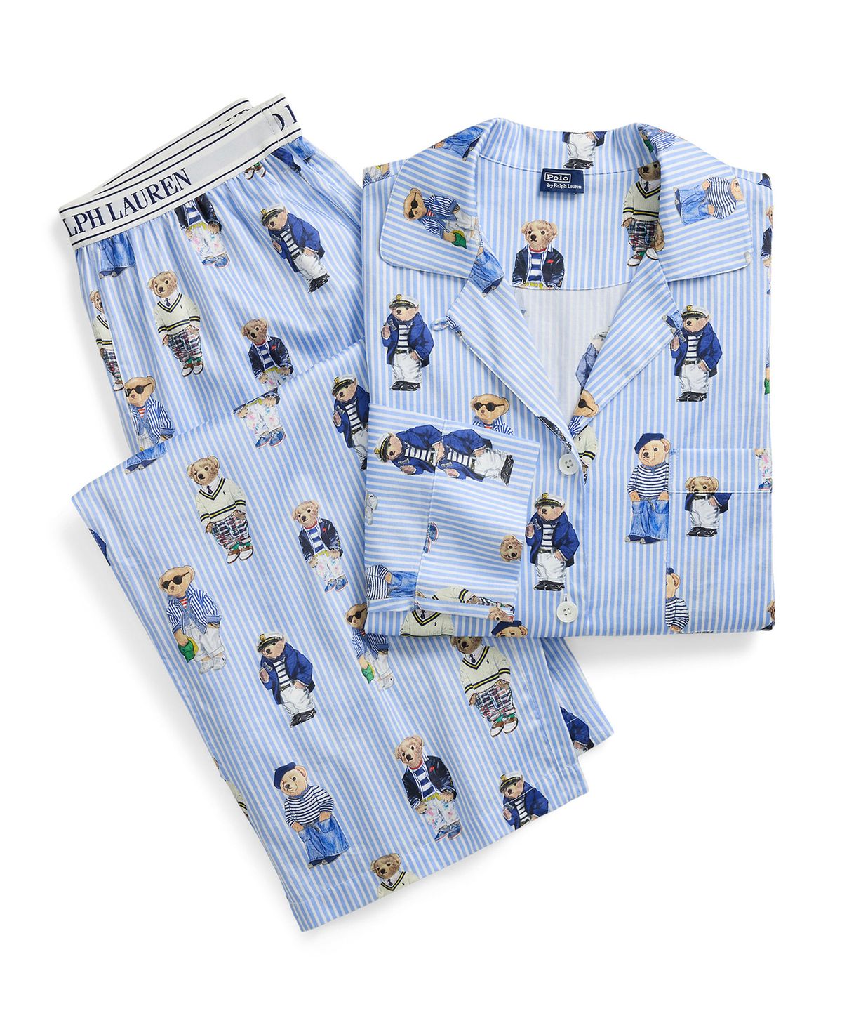 폴로 랄프로렌 이너웨어(POLO RALPH LAUREN INNERWEAR) 여성 베어 모티브 파자마 세트 블루 4P8046
