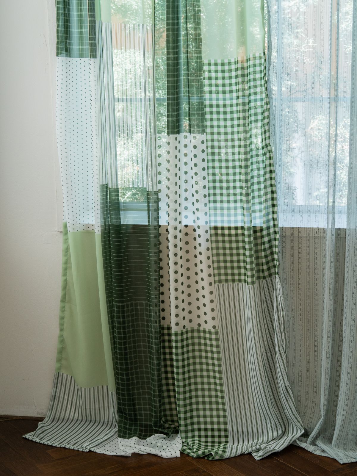 도르모르(DORMOR) 레트로 패턴 쉬폰 방문 가리개 커튼 2size 14colors