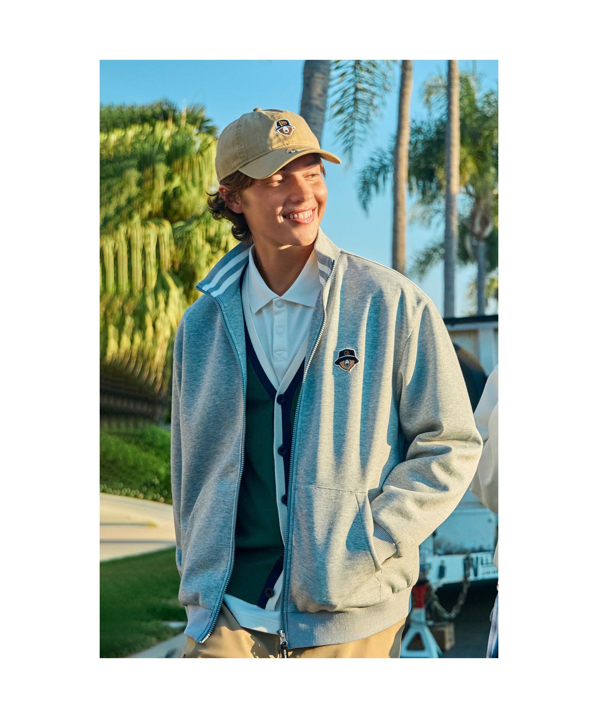 골든베어(GOLDEN BEAR) Double-face Jersey Stand Collar Zip-up G4UAW25711GYX