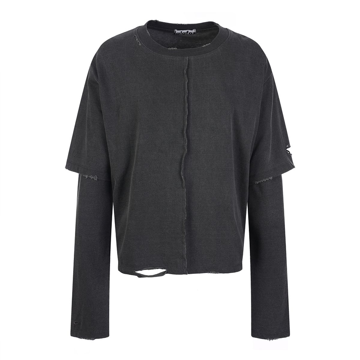 라라폭스(LALAFOX) DESTROYED LAYERED T-SHIRT CHARCOAL BR4CL009