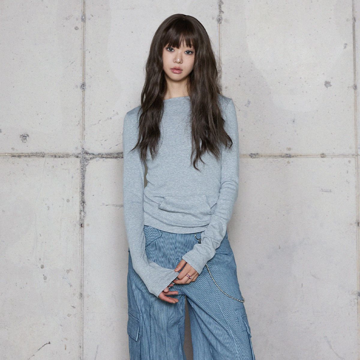 라라폭스(LALAFOX) SLIM POCKET HOODIE GREY BR4CL011