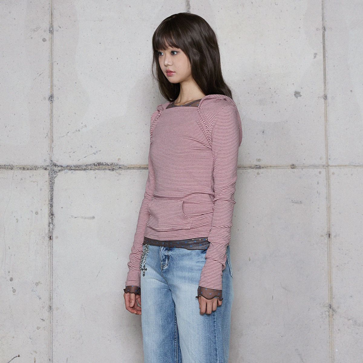 라라폭스(LALAFOX) SLIM POCKET HOODIE PINK BR4CL010