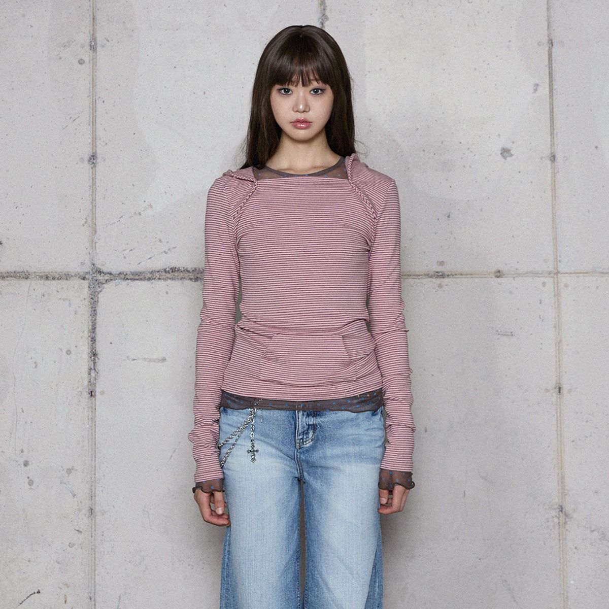 라라폭스(LALAFOX) SLIM POCKET HOODIE PINK BR4CL010
