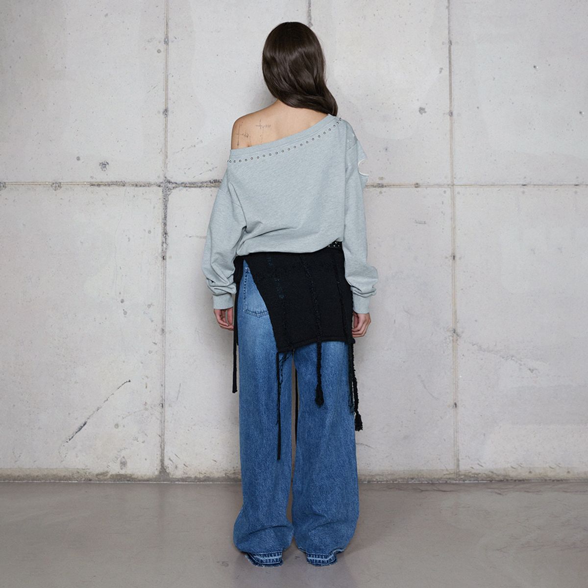 라라폭스(LALAFOX) 2WAY LAYERED KNIT BLACK BR4KS001