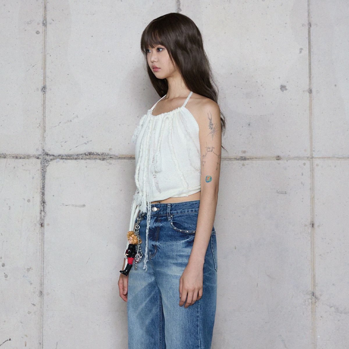 라라폭스(LALAFOX) 2WAY LAYERED KNIT IVORY BR4KS002