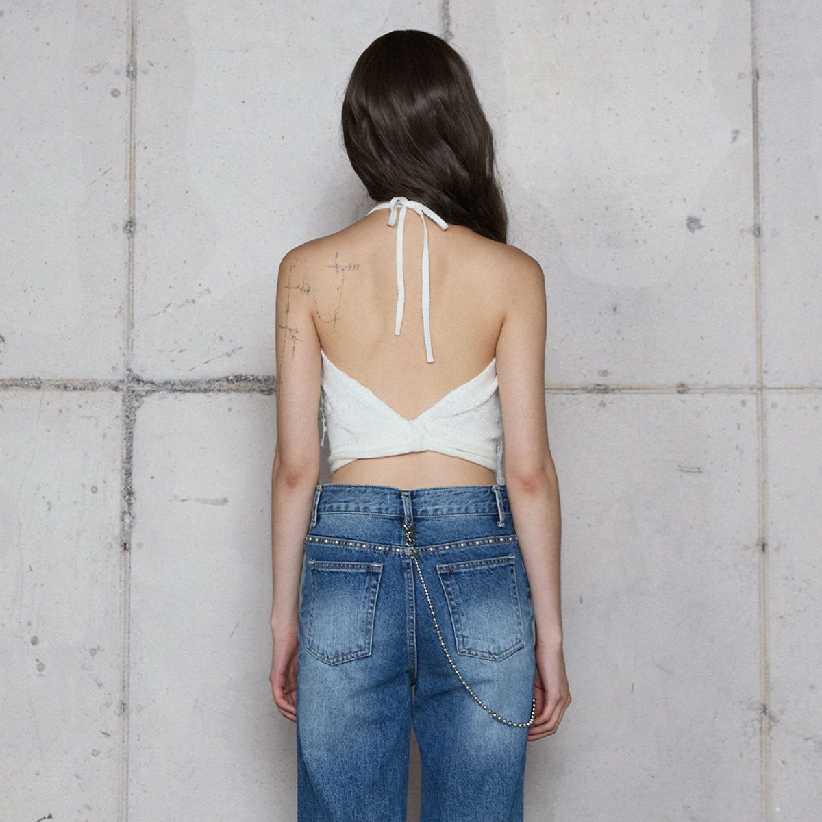 라라폭스(LALAFOX) 2WAY LAYERED KNIT IVORY BR4KS002
