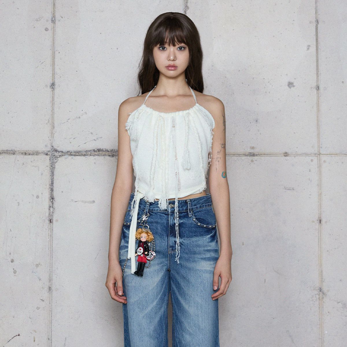 라라폭스(LALAFOX) 2WAY LAYERED KNIT IVORY BR4KS002