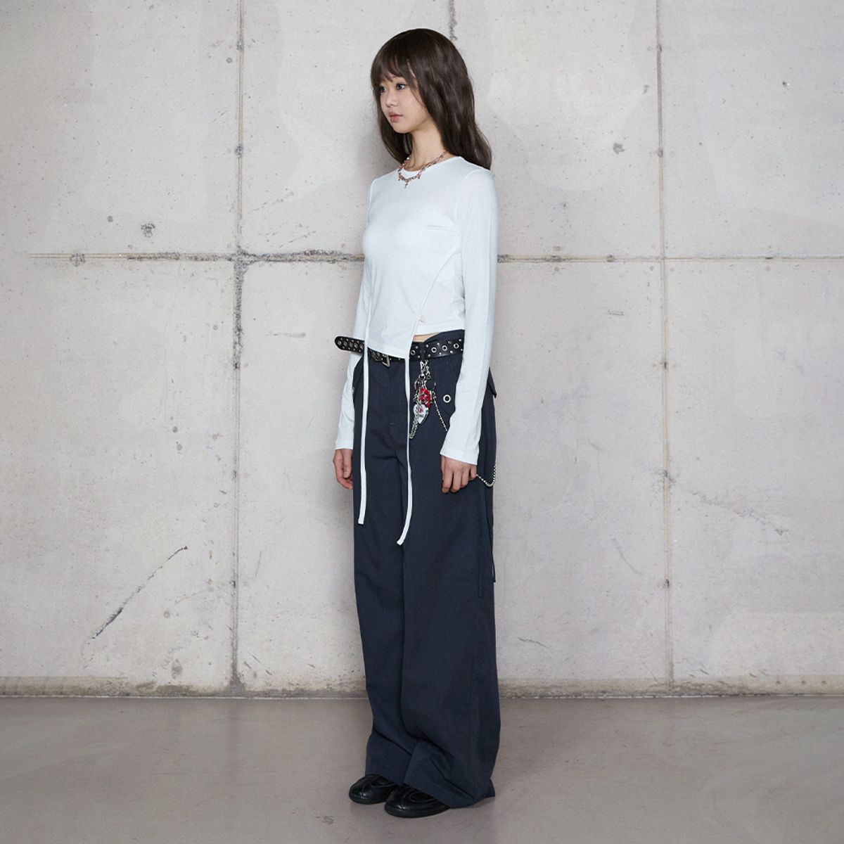 라라폭스(LALAFOX) WAIST STRING COTTON PANTS NAVY BR4WP001