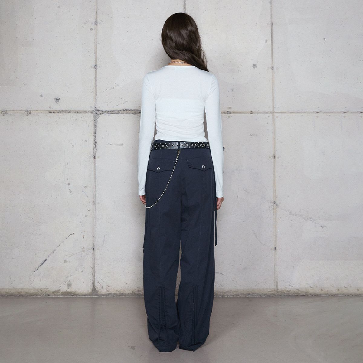 라라폭스(LALAFOX) WAIST STRING COTTON PANTS NAVY BR4WP001
