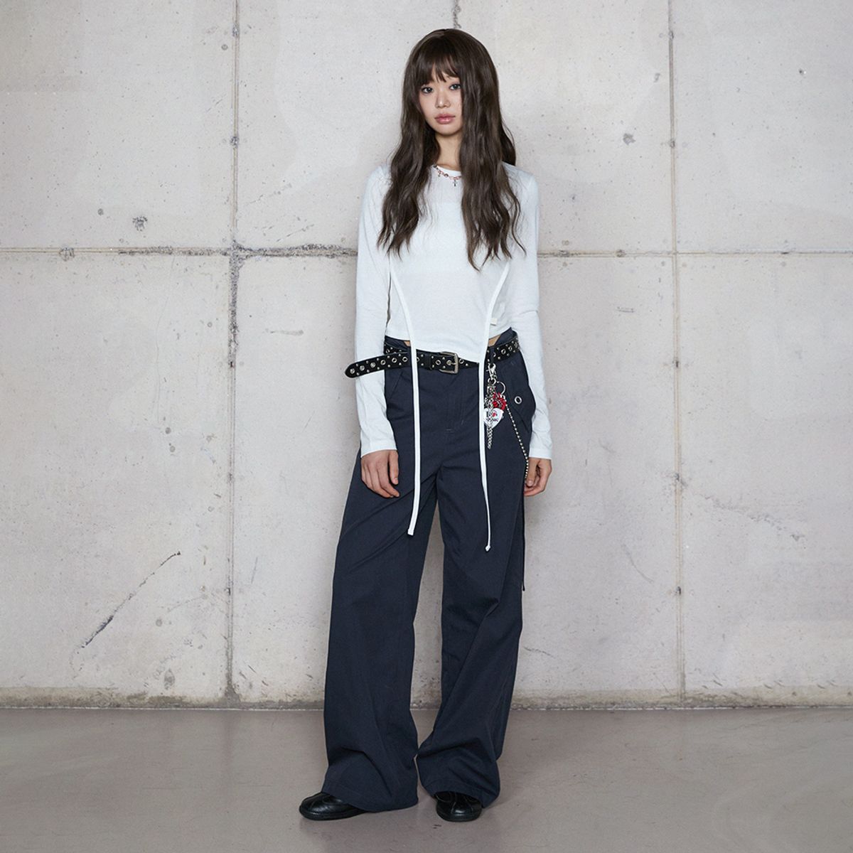 라라폭스(LALAFOX) WAIST STRING COTTON PANTS NAVY BR4WP001
