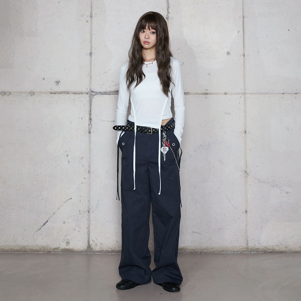 라라폭스(LALAFOX) WAIST STRING COTTON PANTS NAVY BR4WP001