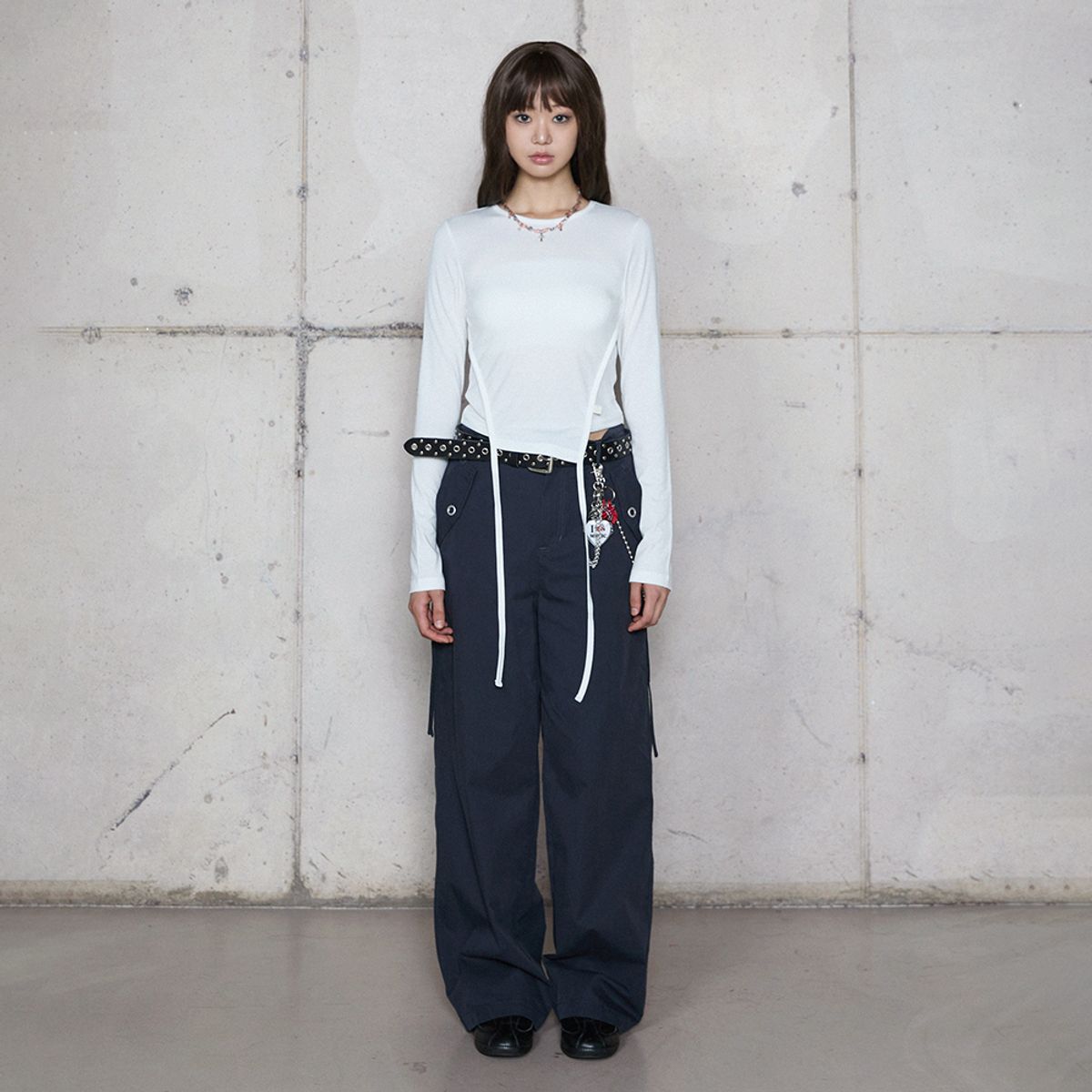 라라폭스(LALAFOX) WAIST STRING COTTON PANTS NAVY BR4WP001