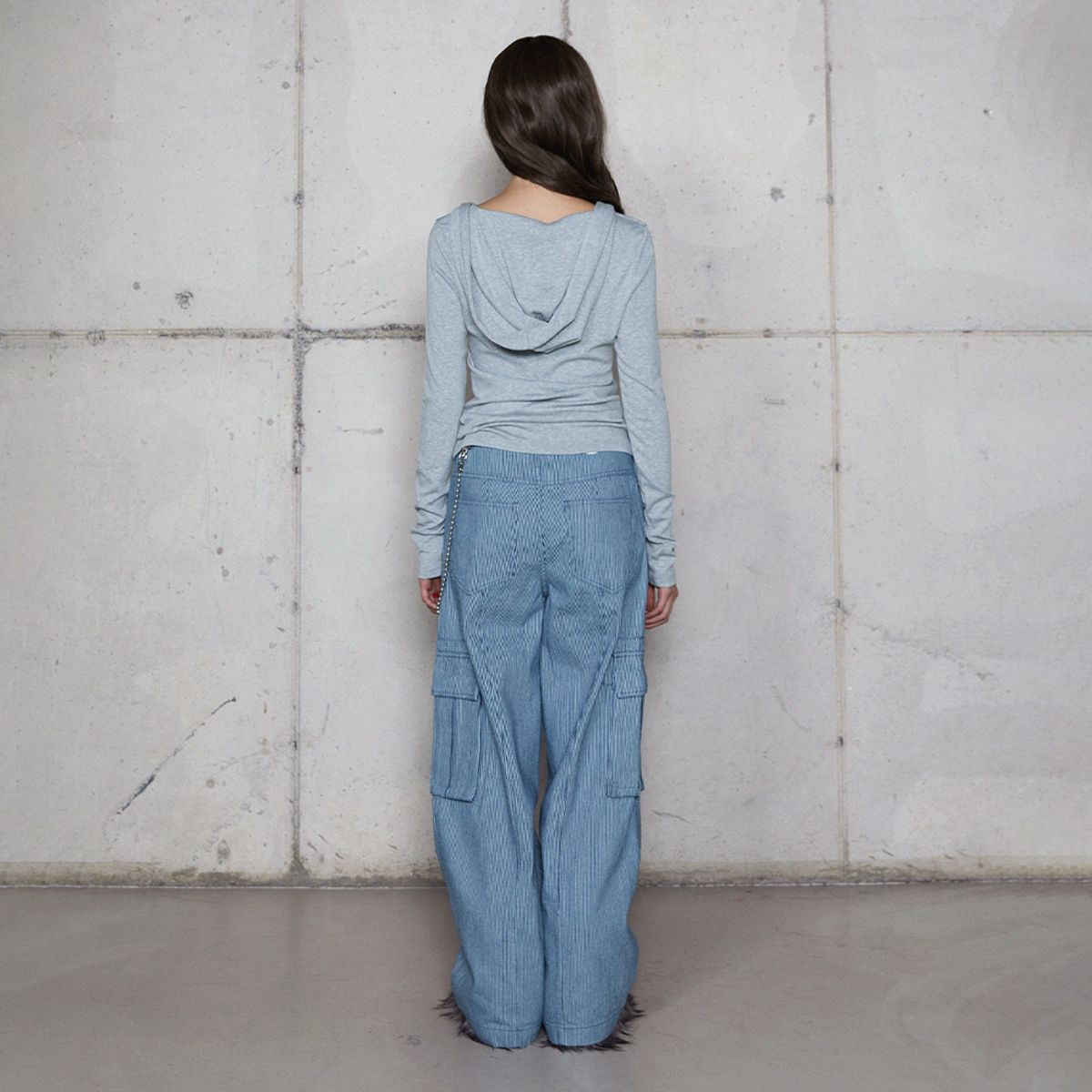 라라폭스(LALAFOX) STRIPED WIDE DENIM PANTS BLUE BR4DP001