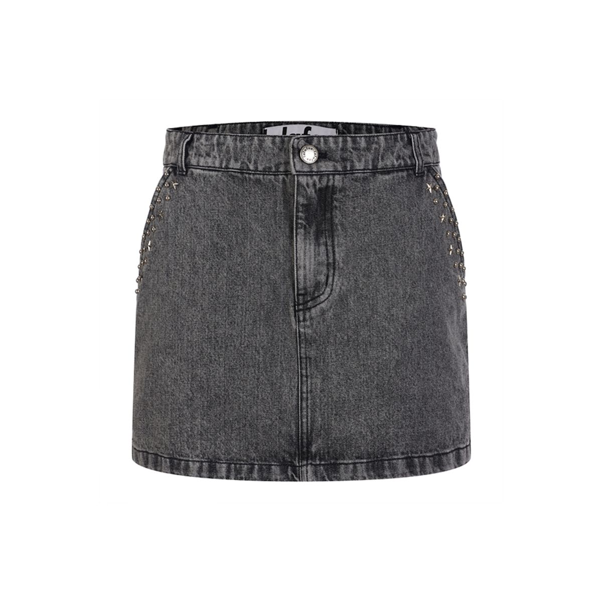라라폭스(LALAFOX) STUD DENIM MINI SKIRT CHARCOAL BR4DS001