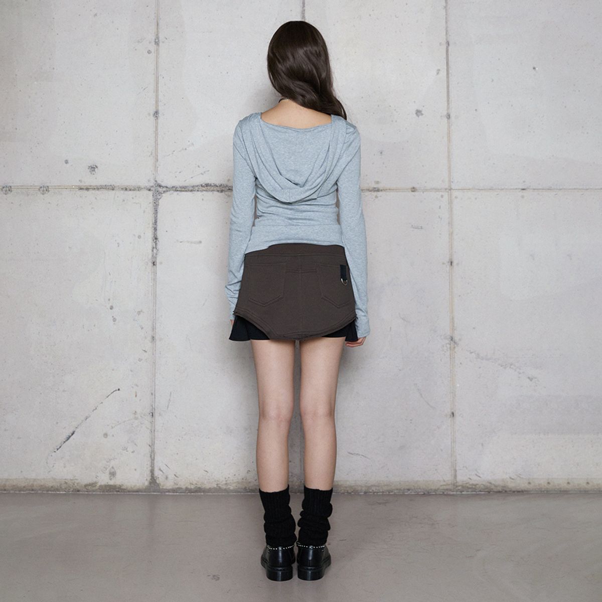 라라폭스(LALAFOX) EYELET LAYERED SWEAT SKIRT BROWN BR4CS001