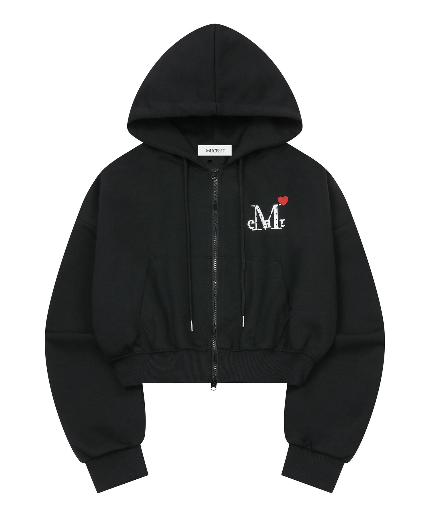 MUSINSA公式 | MUCENT ラブリッツミニハートロゴフードジップアップ