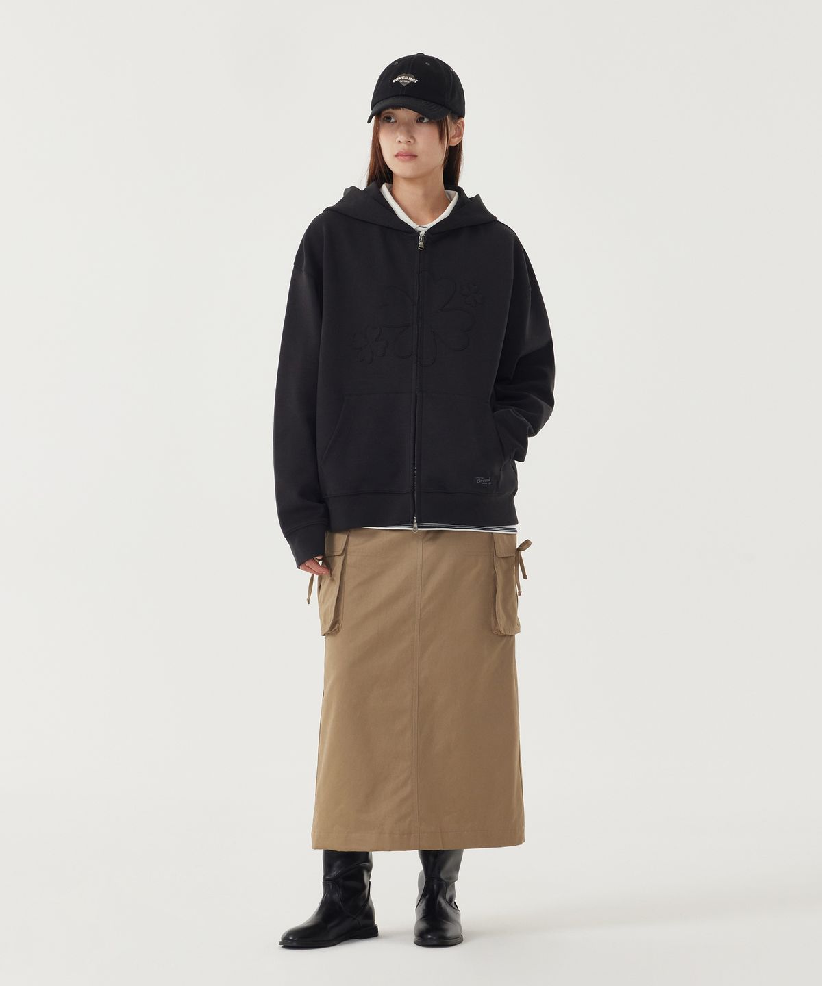 커버낫 우먼(COVERNAT WOMAN) 우먼 오버핏 후드집업 Melange Gray