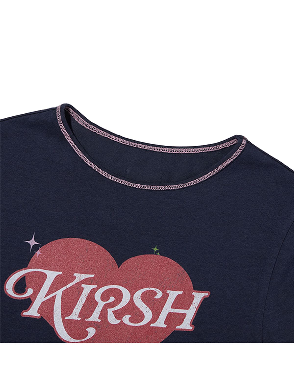 키르시(KIRSH) 키르시 멜로우 그래픽 슬림핏 티셔츠 [다크 네이비]