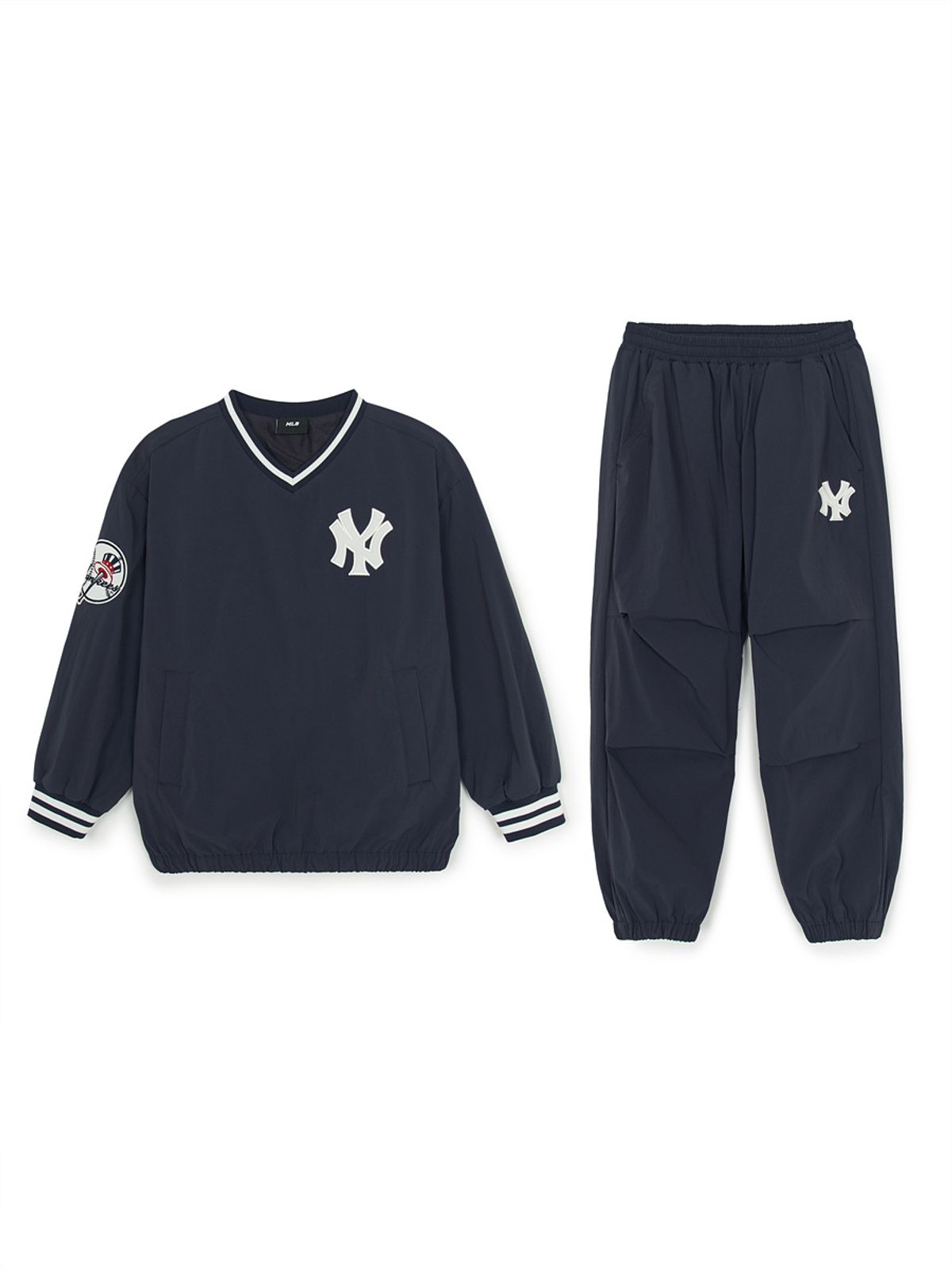 엠엘비 키즈(MLB KIDS) 스트릿 베이직 쿠퍼스 로고 우븐 맨투맨세트 NY (D.Navy)