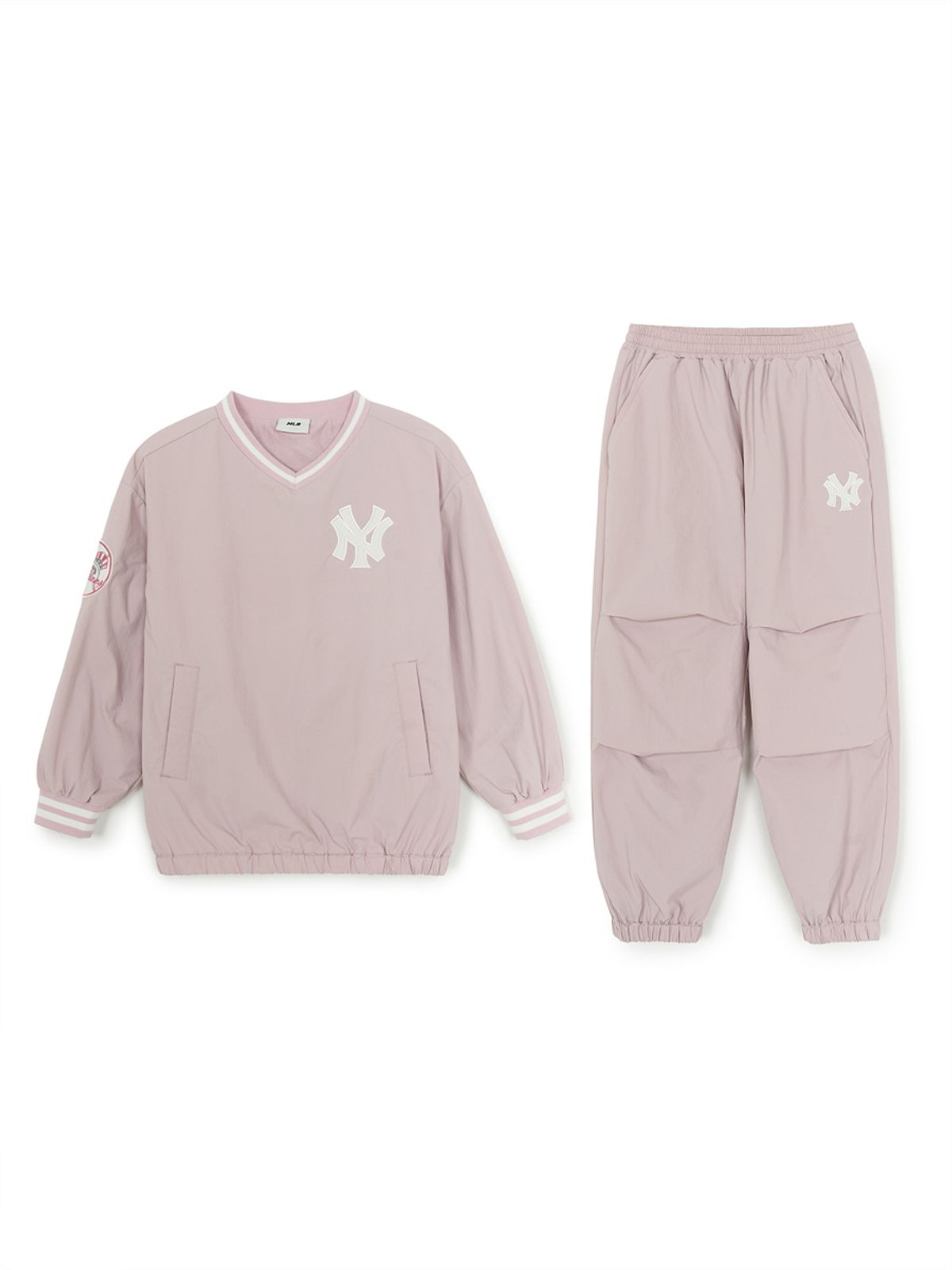 엠엘비 키즈(MLB KIDS) 스트릿 베이직 쿠퍼스 로고 우븐 맨투맨세트 NY (Mg.Pink)