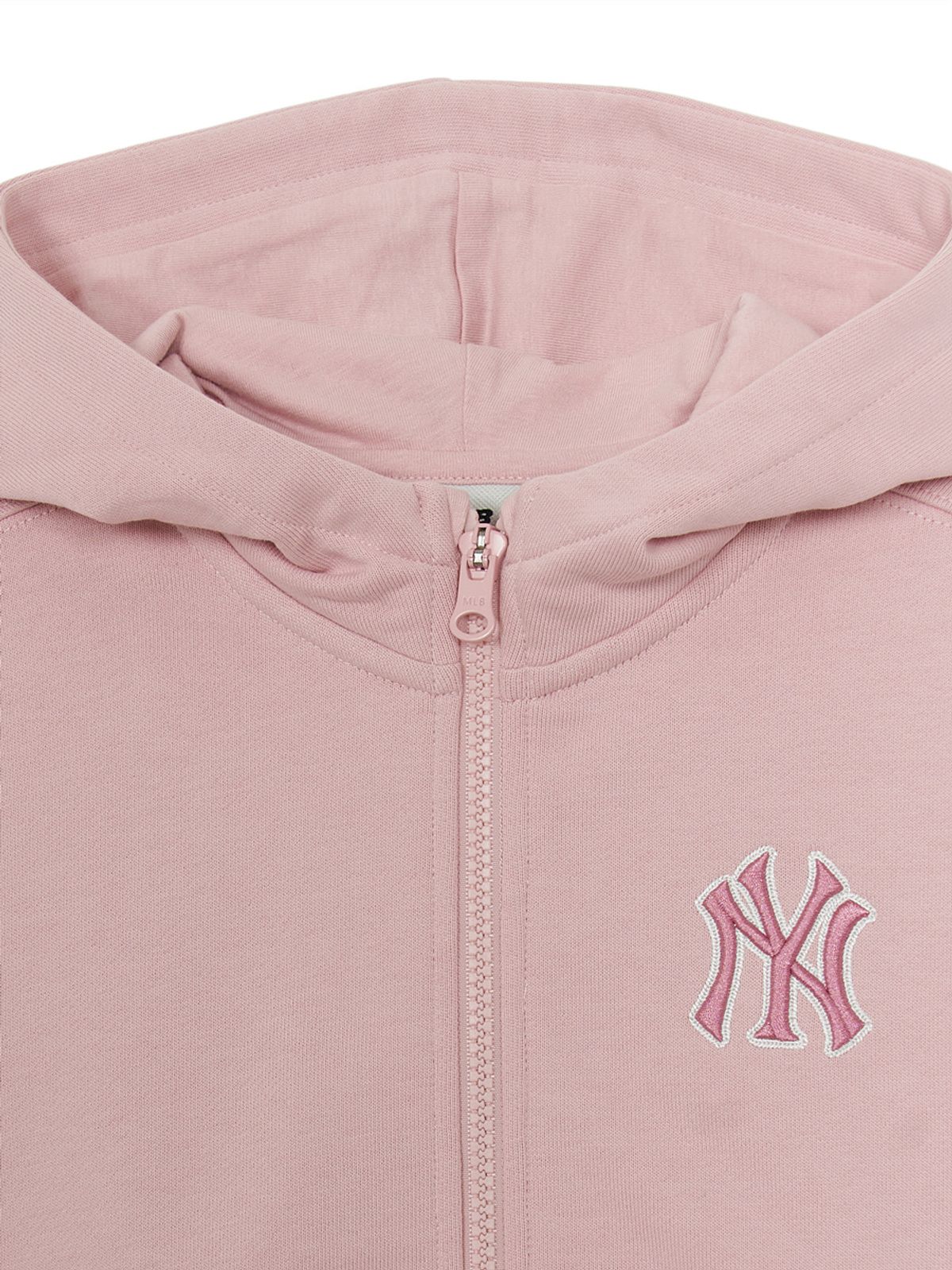 엠엘비 키즈(MLB KIDS) 베이직 여아 스몰로고 크롭 후드 집업 NY (Pink)