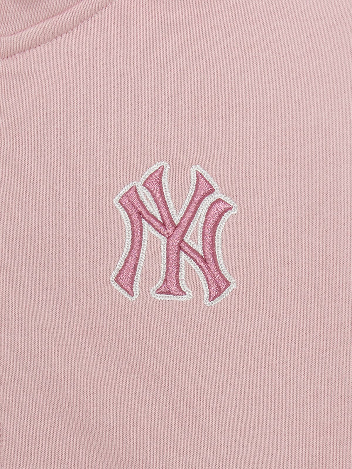 엠엘비 키즈(MLB KIDS) 베이직 여아 스몰로고 크롭 후드 집업 NY (Pink)