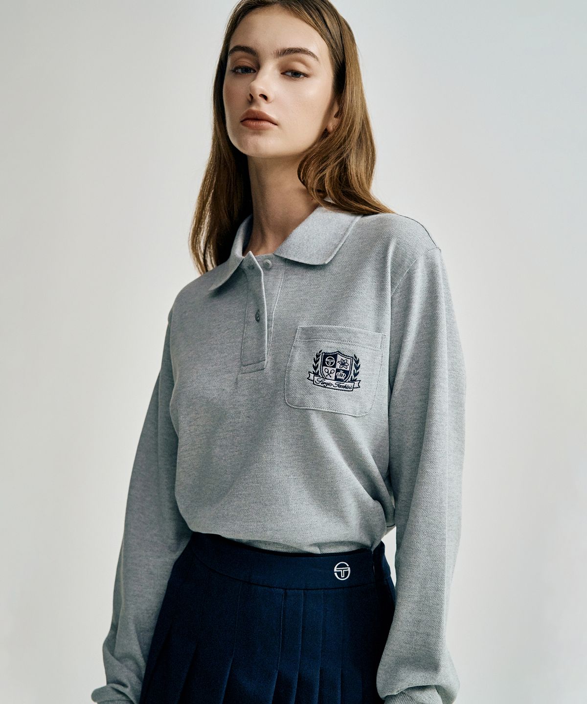 세르지오 타키니(SERGIO TACCHINI) W 클래식 여성 긴팔 폴로 (Melange Grey)