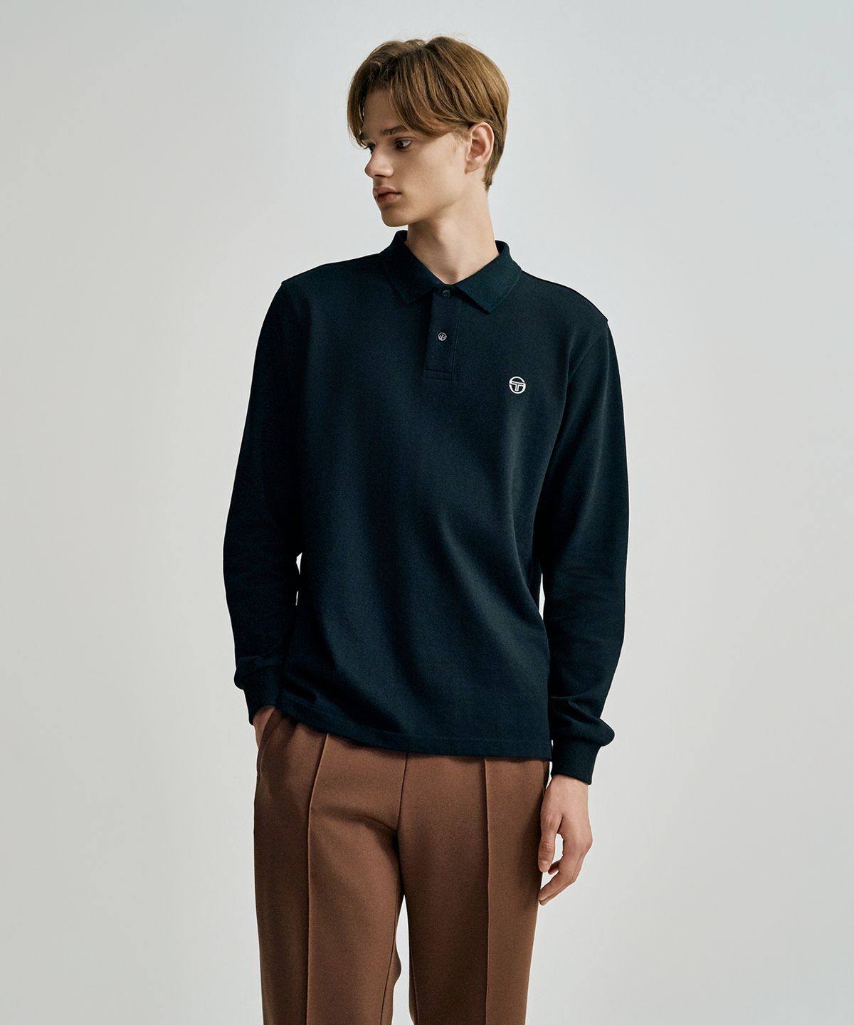 세르지오 타키니(SERGIO TACCHINI) U 클래식 유니섹스 긴팔 폴로 (Black)