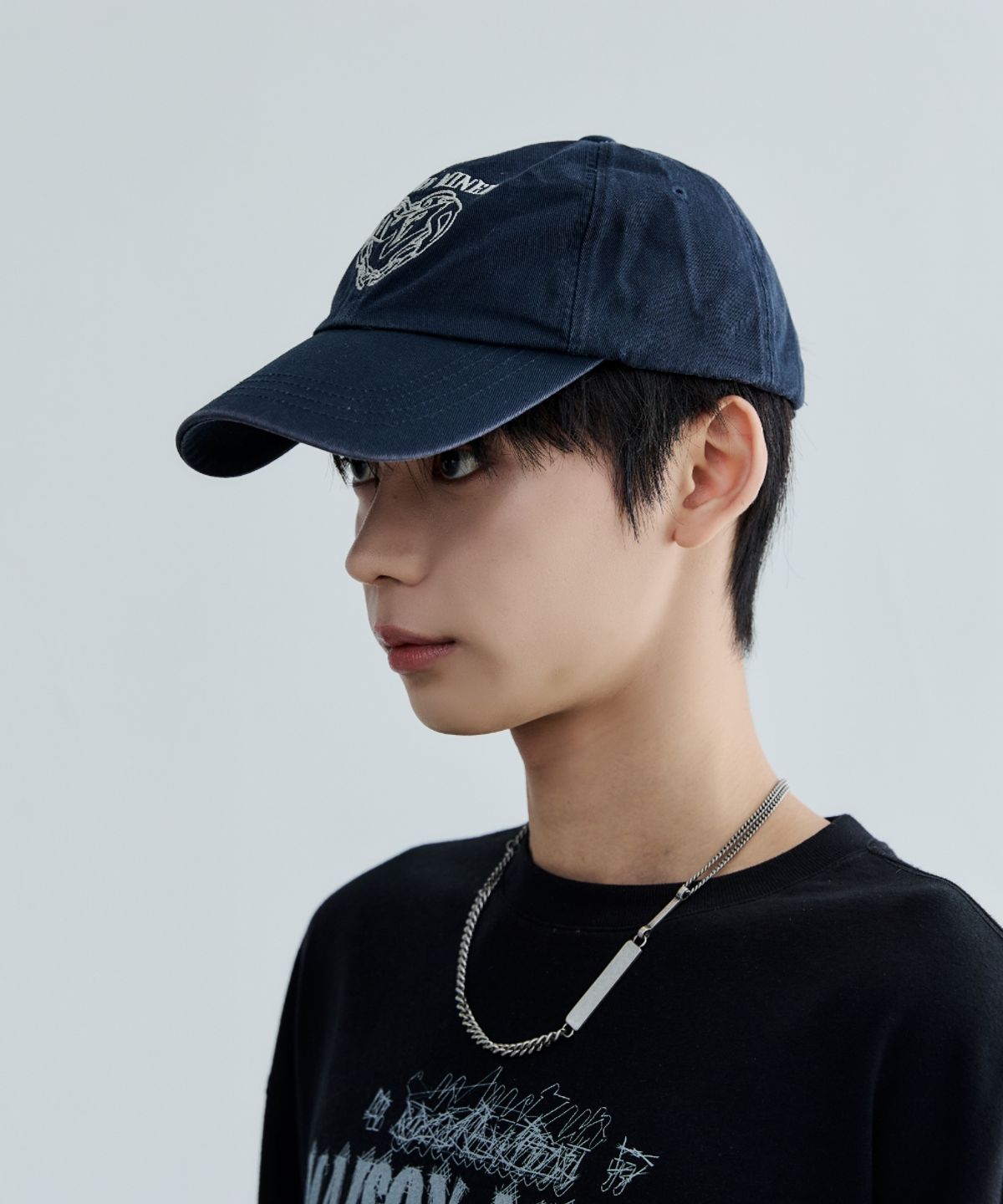 메종미네드(MAISON MINED) DOODLE HEART VINTAGE WASHED BALL CAP NAVY