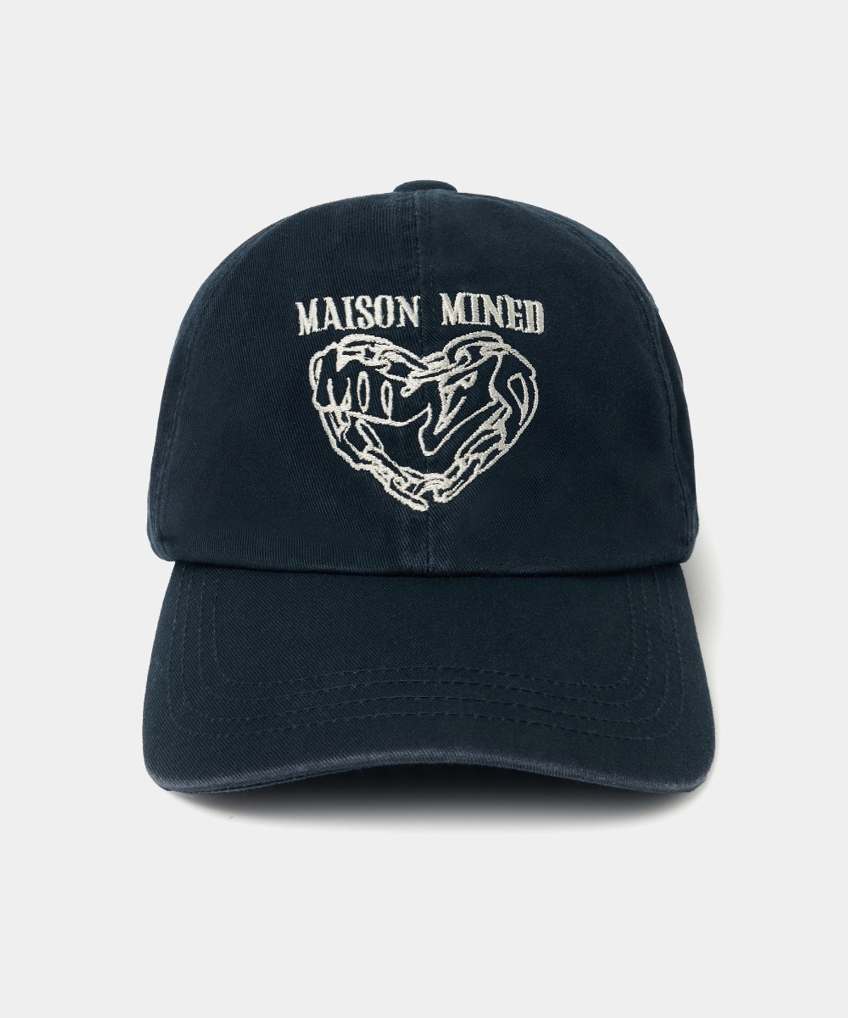 메종미네드(MAISON MINED) DOODLE HEART VINTAGE WASHED BALL CAP NAVY