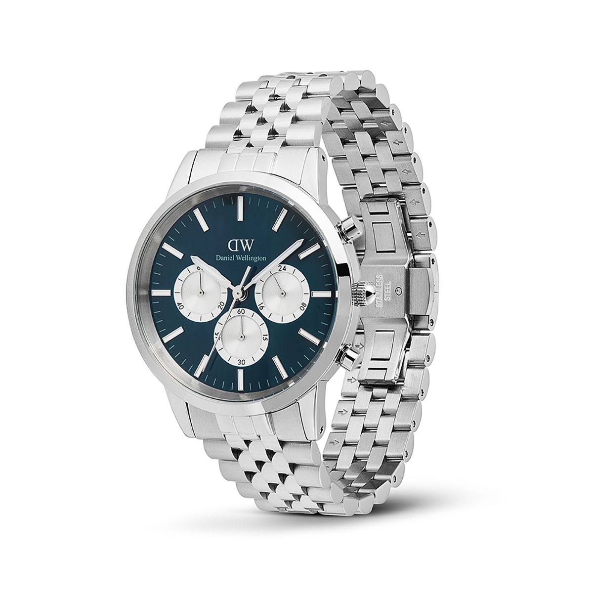 다니엘 웰링턴(DANIEL WELLINGTON) ICONIC CHRONOGRAPH LINK 청판 크로노그래프 클래식 메탈시계