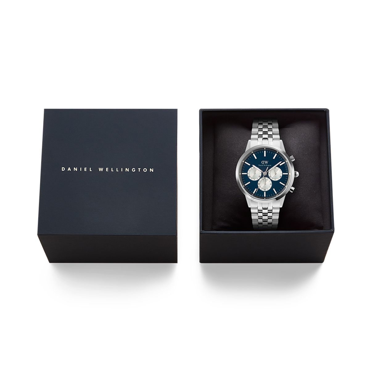 다니엘 웰링턴(DANIEL WELLINGTON) ICONIC CHRONOGRAPH LINK 청판 크로노그래프 클래식 메탈시계