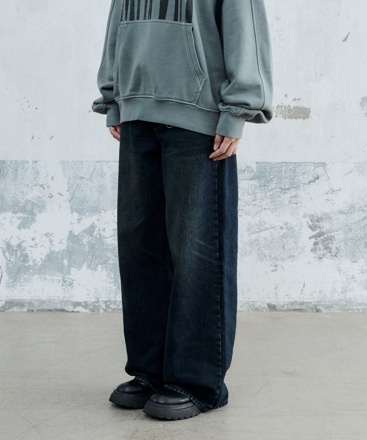 메종미네드(MAISON MINED) (W) WASHED DENIM PANTS INDIGO