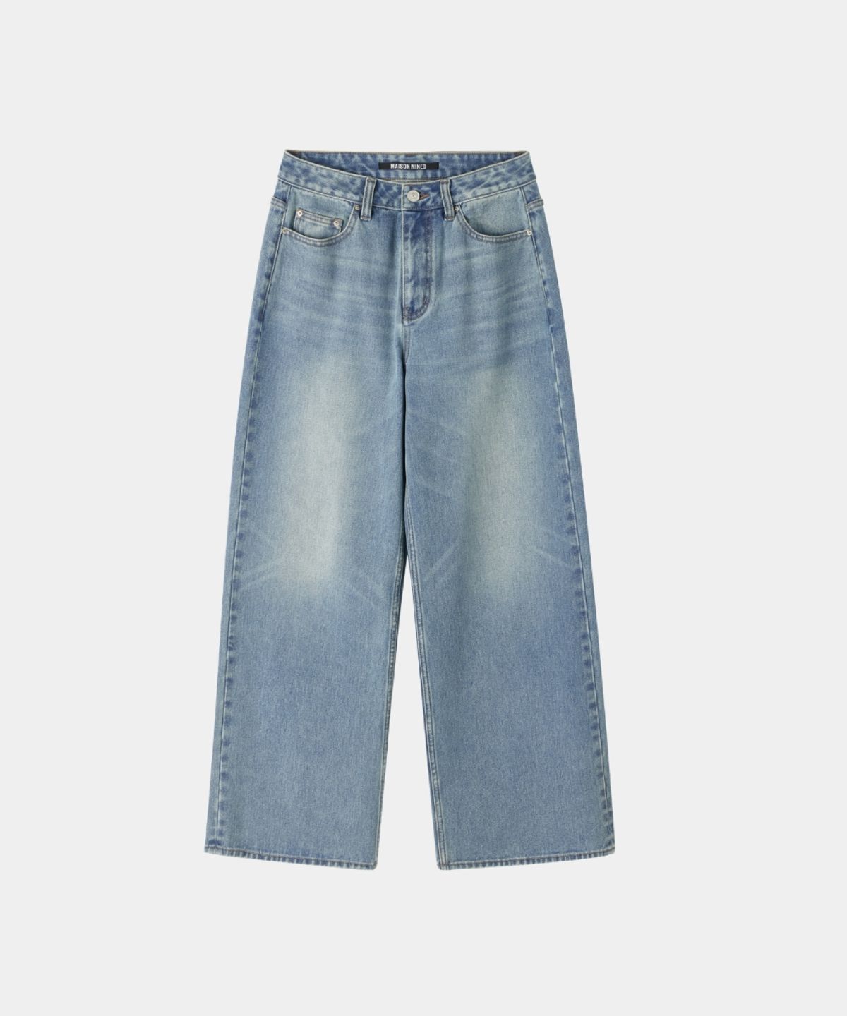 메종미네드(MAISON MINED) (W) WASHED DENIM PANTS MID BLUE