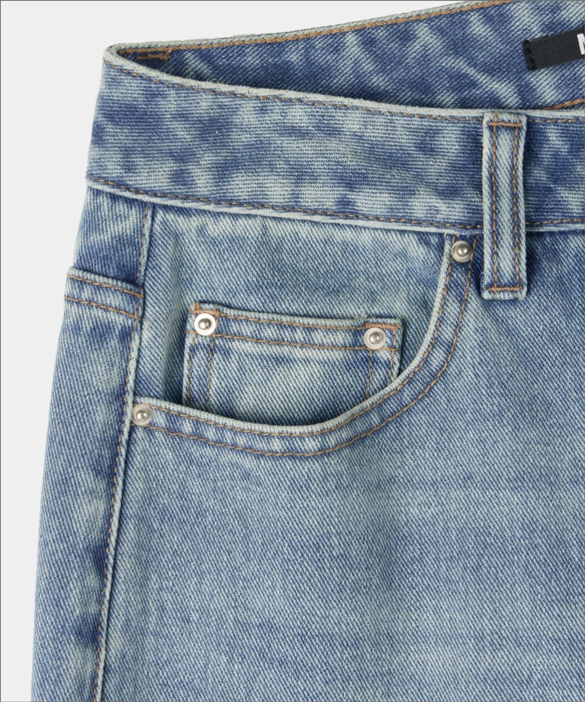 메종미네드(MAISON MINED) (W) WASHED DENIM PANTS MID BLUE