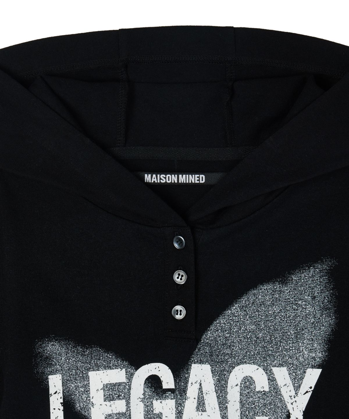 메종미네드(MAISON MINED) (W) LEGACY HOODED LONG SLEEVE BLACK