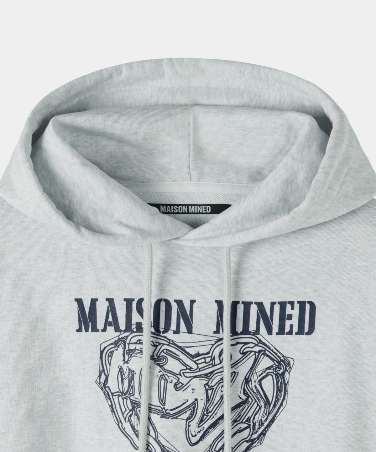 메종미네드(MAISON MINED) (W) DOODLE HEART CROP HOODIE MELANGE WHITE