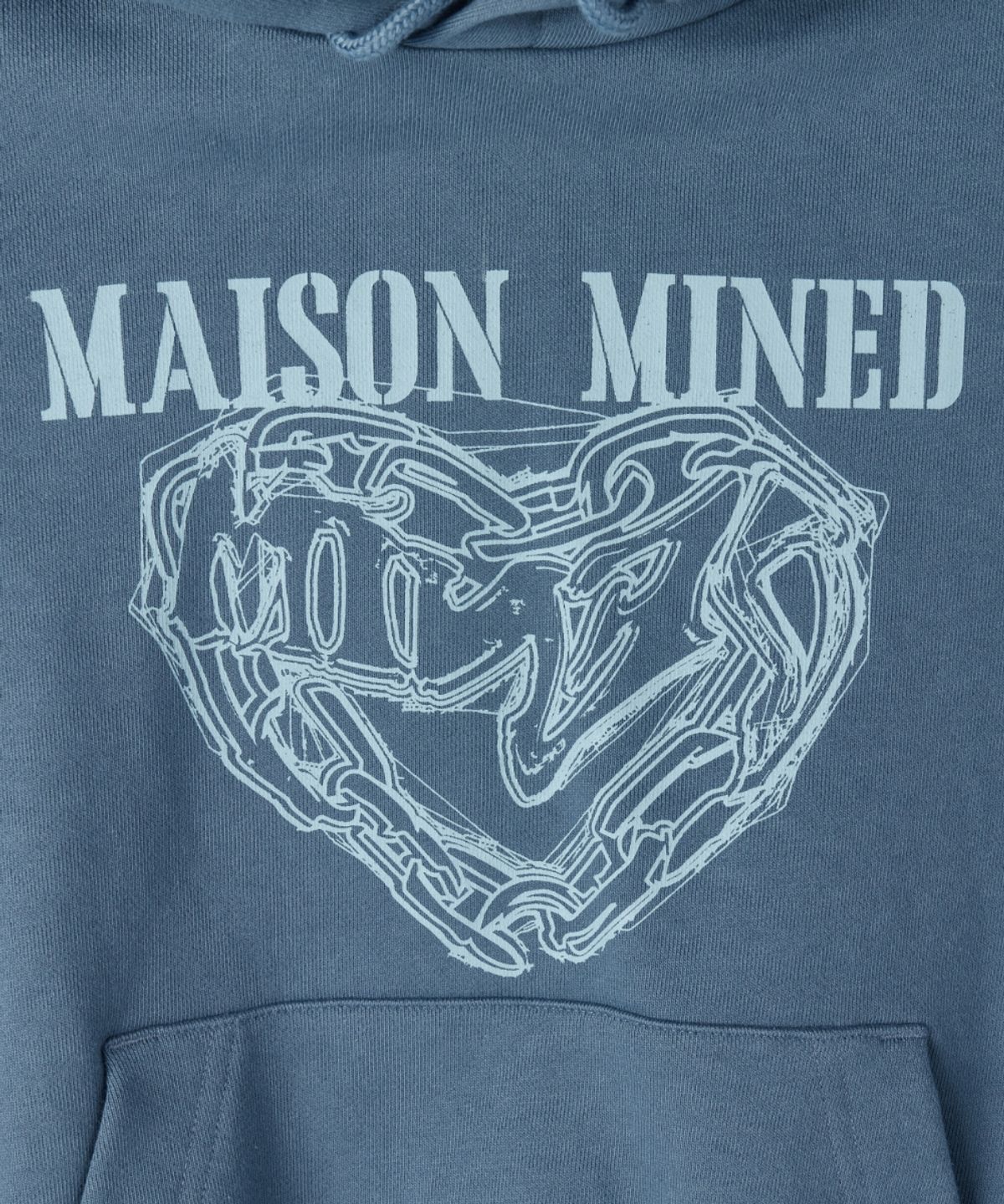 메종미네드(MAISON MINED) (W) DOODLE HEART CROP HOODIE BLUE GRAY