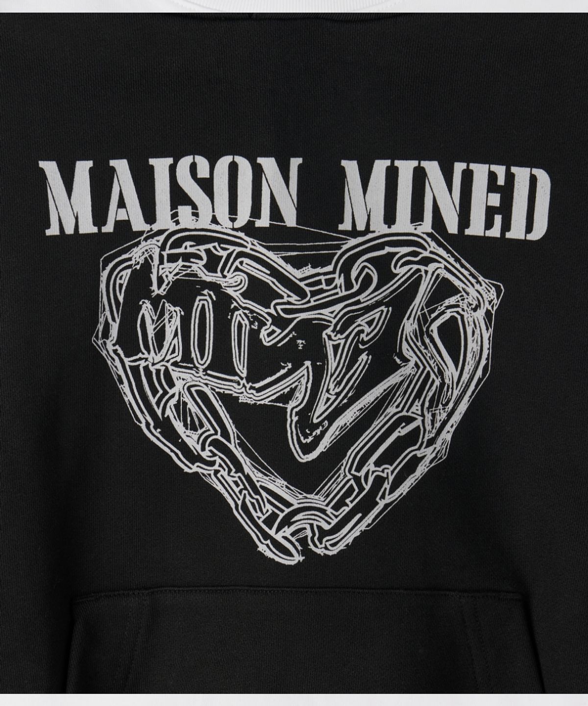 메종미네드(MAISON MINED) (W) DOODLE HEART CROP HOODIE BLACK